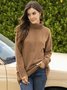Solid Long Sleeve Turtleneck Wool Blend Sweater