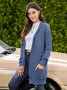 Plus Size Casual Pockets Knitted Long Sleeve Solid Jacket