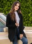 Plus Size Casual Pockets Knitted Long Sleeve Solid Jacket