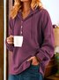 Women's Solid Color Hooded Button Drawstring Sweatshirt