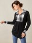 JFN V Neck Patchwork Casual Tunic Top