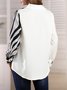 Cotton Linen Zebra Print Loose Long Sleeve Blouse