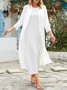JFN 2PCS Round Neck Solid Casual Dress & Cardigan