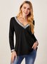 JFN V Neck Glitter Patchwork Party Tunic Tops