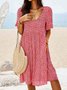JFN V Neck Floral Beach Vacation Casual Mini Smock Dress