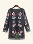 Cotton blended long sleeve printed cardigan coat