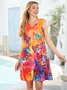 LOVE Printed Short Sleeve Holiday Ombre/tie-Dye Weaving Dress