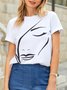 JFN Crew Neck Abstract Painting Casual T-Shirt/Tee 