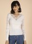 Women's Solid Lace V-Neck Casual Sweaters