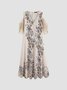 JFN V neck Off Shoulder Butterfly Floral Vacation Maxi Prom Dress