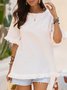 Cotton-Blend Short Sleeve Shift Plain Top Tunic
