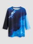 JFN Crew Neck Colorblock Casual Sweatshirt