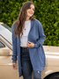 Plus Size Casual Pockets Knitted Long Sleeve Solid Jacket