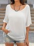 JFN Round Neck Solid Casual Blouse