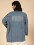 Blue Shirt Collar Plain Long Sleeve Denim Denim Jacket