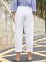 JFN Daisy Floral Pocketed Casual Pants White