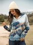 Forest Print Long Sleeve Casual Cotton-Blend Hoodie Sweatshirt