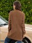 Plus Size Casual Pockets Knitted Long Sleeve Solid Jacket