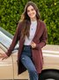Plus Size Casual Pockets Knitted Long Sleeve Solid Jacket