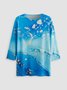 JFN Crew Neck Colorblock Casual Sweatshirt