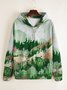 Forest Print Long Sleeve Casual Cotton-Blend Hoodie Sweatshirt