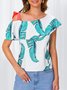 Holiday Single Sleeve Tropical One Shoulder Tops
