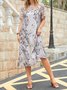 JFN Round Neck Floral Casual Midi Dresses