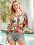 Valentine's Day Love Pattern Casual Loosen Cartoon Blouse