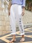 Women's Loose Casual Baggy Linen & Cotton Daisy Floral Pant 