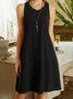 Casual Plain V-neck Sleeveless Dress