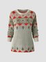 Casual Holiday Printed Long Sleeve Round Neck Sweater