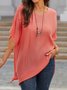 JFN Round Neck Solid Casual Blouse