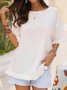 Cotton-Blend Short Sleeve Shift Plain Top Tunic