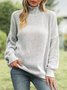 Casual Solid Turtleneck Long Sleeve Sweater