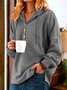 Women's Solid Color Hooded Button Drawstring Sweatshirt