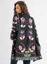 JFN Cotton blended long sleeve printed cardigan coat