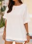 Cotton-Blend Short Sleeve Shift Plain Top Tunic