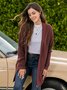 Plus Size Casual Pockets Knitted Long Sleeve Solid Jacket