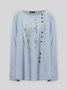 JFN Round Neck Floral Buttoned Casual T-Shirt/Tee