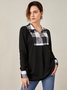 JFN V Neck Patchwork Casual Tunic Tops