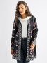 Cotton blended long sleeve printed cardigan coat