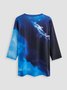 JFN Crew Neck Colorblock Casual Sweatshirt