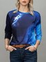 JFN Crew Neck Colorblock Casual Sweatshirt