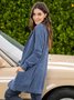 Plus Size Casual Pockets Knitted Long Sleeve Solid Jacket