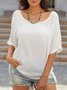 JFN Round Neck Solid Casual Blouse