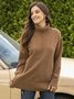 Solid Long Sleeve Turtleneck Wool Blend Sweater