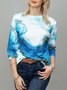 JFN Crew Neck Colorblock Casual Sweatshirt