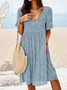 JFN V Neck Floral Beach Vacation Casual Mini Smock Dress