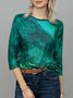 JFN Crew Neck Colorblock Casual Sweatshirt