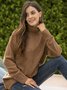 Solid Long Sleeve Turtleneck Wool Blend Sweater
